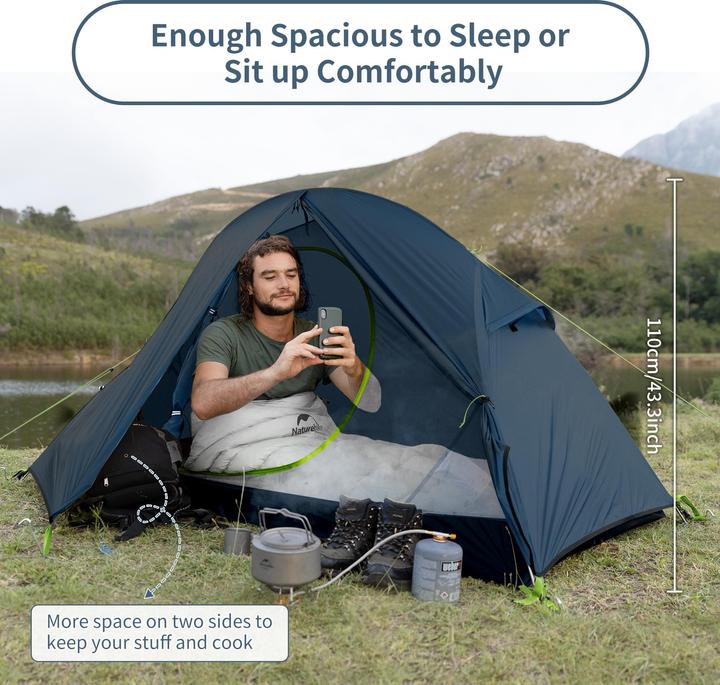 Produktbild Naturehike cycling Ultralight 1 man tent + mats 20D Forest navy blue + mats (1 Person)