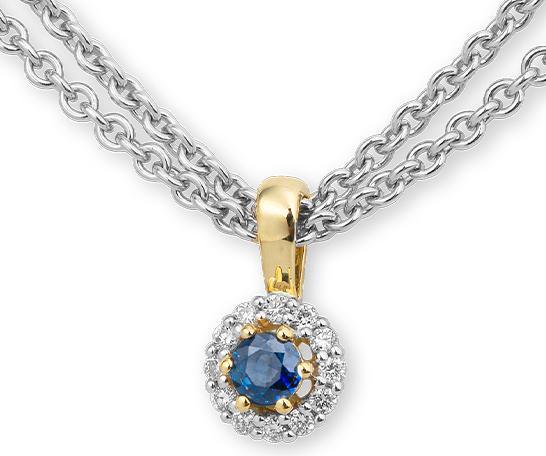 Breuning ANHÄNGER - E.SAFIR/Brill. 0,09 Ct. H/si (750/18 K Gold)