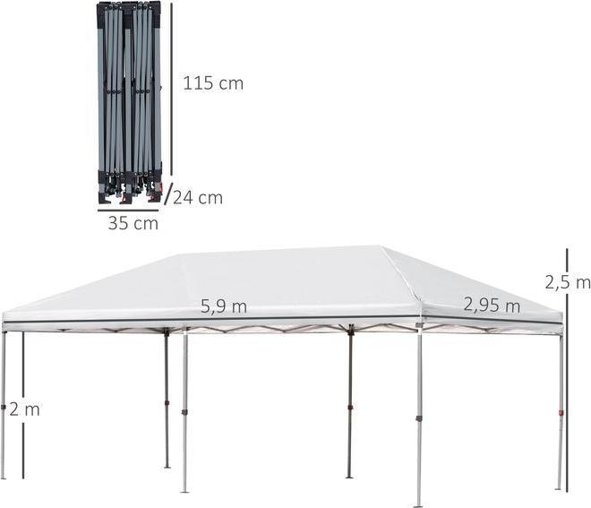 Image du produit Swisshandel24 Pavillon pliable Pop-Up-Pavillion acier+Oxford+Mesh avec sac blanc crème 5,9 x 2,95 x 2,5 m (590 cm, 295 cm)