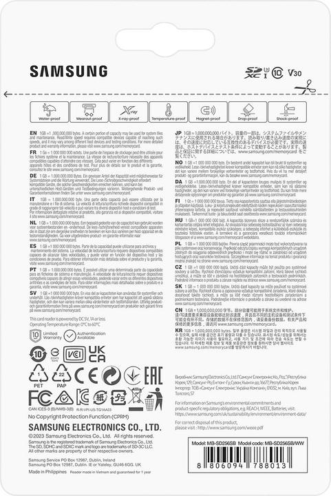 Produktbild Samsung Karta pamięci SD PRO Plus MB-SD256SB/WW 256GB + czytnik (256 GB, SDXC, U3, UHS-I)