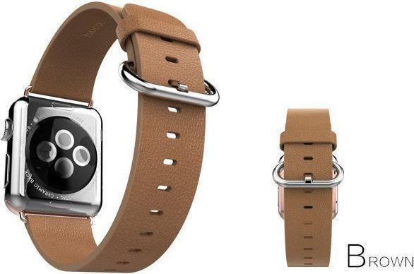Produktbild Hermex Apple Watch 44mm / 42mm HOCO Echtleder Armband Band mit Adapter BRAUN (44 mm, 42 mm, Echtes Leder)