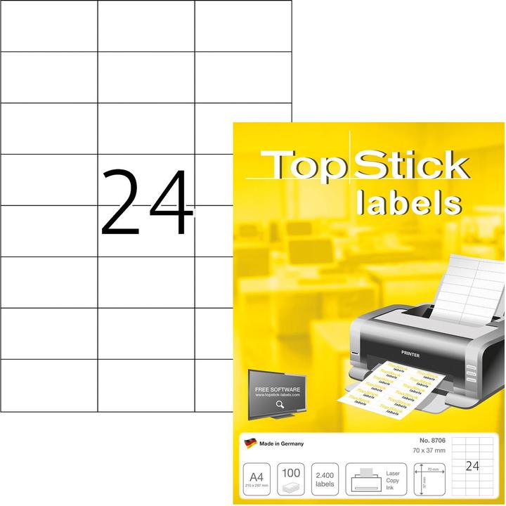 Actual product image TopStick TOP STICK universal labels, 70 x 37 mm, white, 100 sheets