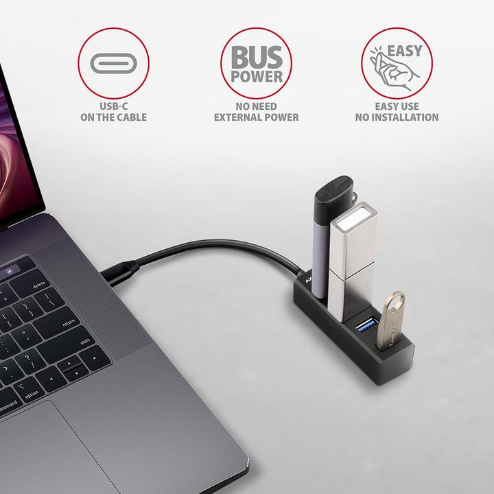 Produktbild Axagon HUE-M1C Superspeed USB-C Mini Hub, 4x USB 3.0 (USB-C, 4 Ports)