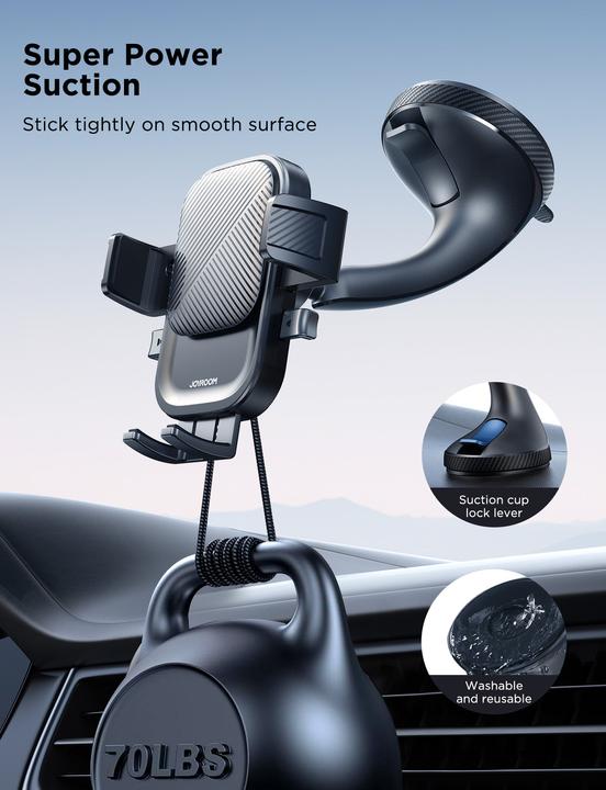 Actual product image Joyroom JR-OK6 car phone holder on the dashboard - black