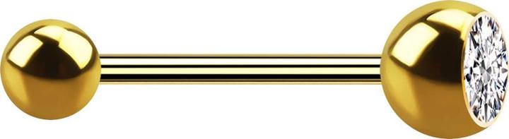 Star Piercing Micro Barbell vergoldet mit Kugel und Kugel Kristall silber (ohne Messing, Chirurgenstahl 316L)