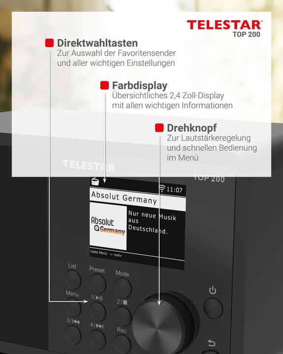 Produktbild Telestar Top 200 (Internetradio, DAB+, FM, WLAN, Bluetooth)