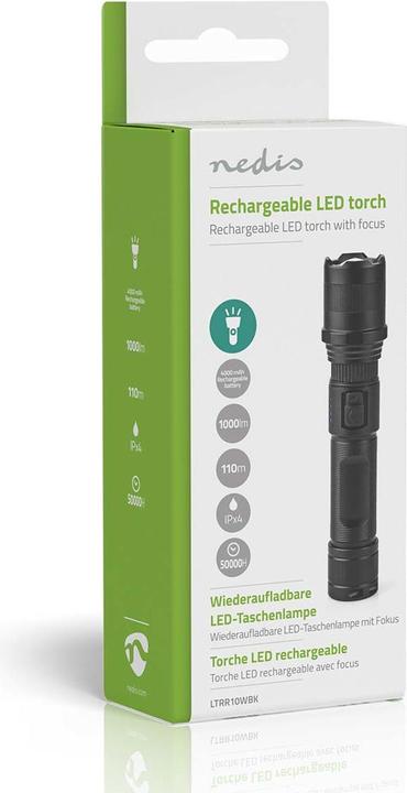 Produktbild Nedis LED-Taschenlampe, Vollmetallgehäuse, Akku, 3,7 V, 10 W (3.50 cm, 1000 lm)