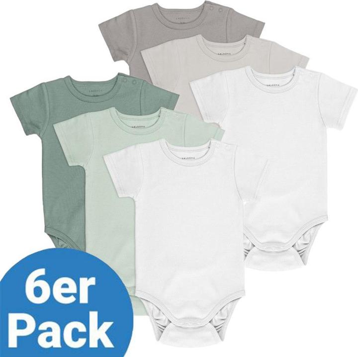 Image du produit La Loona LaLoona Body bébé manches courtes OEKO-TEX® pack de 6 - vert sauge gris (74, 80)