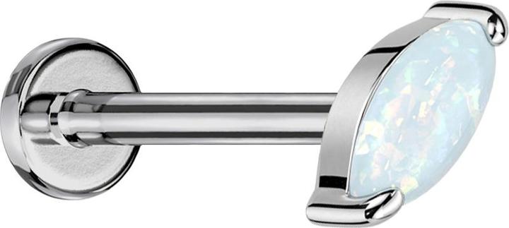 Immagine prodotto Star Piercing Micro labret filo interno argento Ovale opale bianco (Titanio G23, senza ottone)