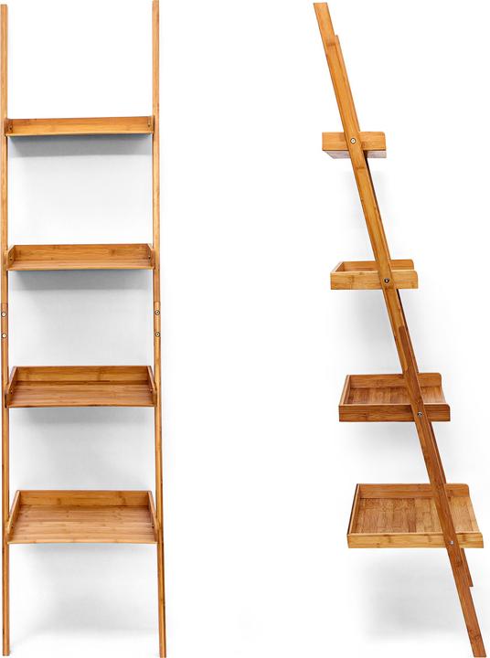 Actual product image Relaxdays Ladder shelf bamboo 4-tiered (44 x 37 x 176 cm)