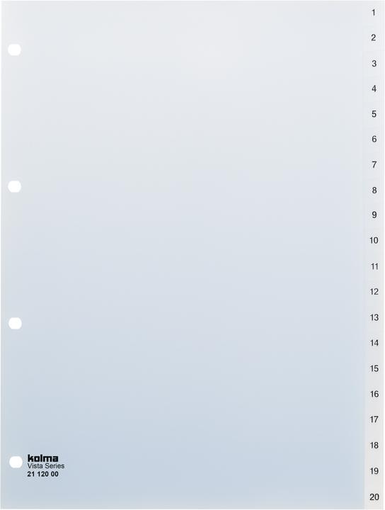 Actual product image Kolma Register A4 Vista 1-20 20-piece transparent colourless