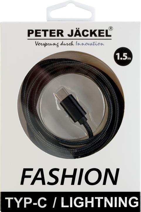 Image du produit Peter Jäckel FASHION Câble de données de 1,5 m noir pour Type-C/ Apple Lightning avec fonction de (1.50 m)