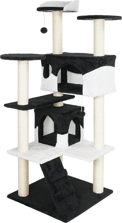Image du produit Wiltec Arbre à chat noir / blanc 130cm Arbre d’escalade Arbre de grattage Jeu Chats (130 cm, Noir, blanc)