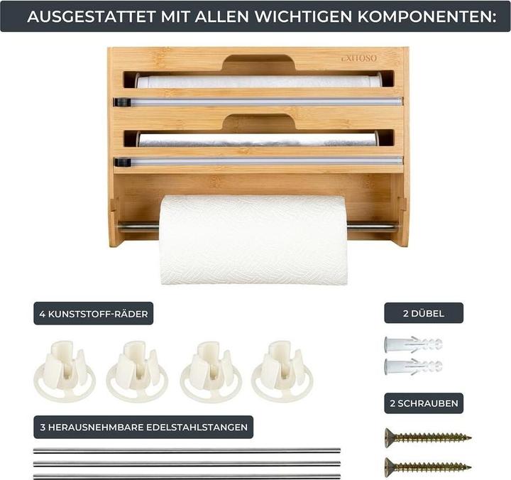 Produktbild Exitoso 3 in 1 Küchenrollenhalter Braun