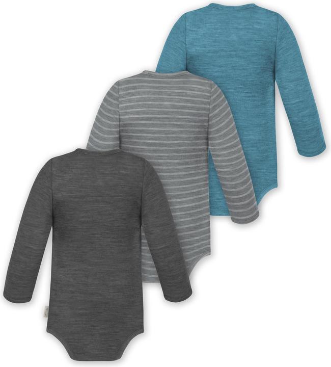 Actual product image Normani 3-pack baby merino bodysuit long sleeve "Auckland" - 9375 (68)