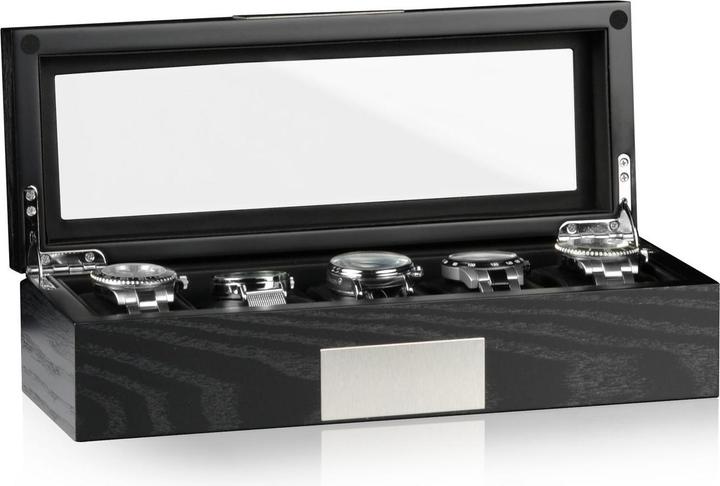 Actual product image Heisse & Söhne Watch box Monteray 5 Ash - Black Silk Matt