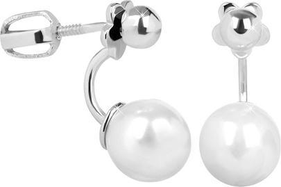 Brilio Silver - Silver earrings with synthetic pearl 2 in 1 438 001 01786 04 (Synthetische Steine)