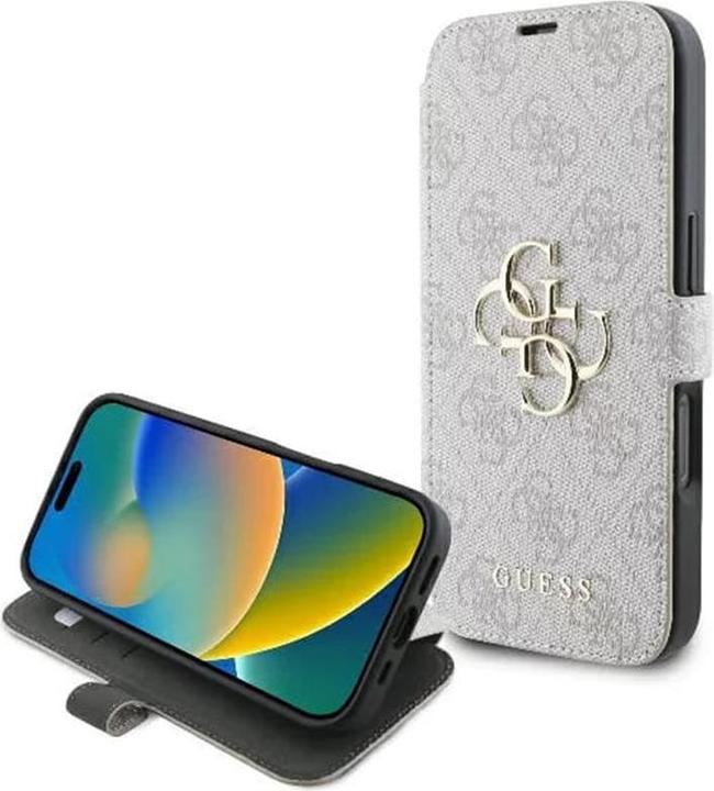 Actual product image Guess GUBKP16L4GMGPI iPhone 16 Pro 6.3" różowy/pink book 4G Metal Logo (Apple iPhone 16 Pro)