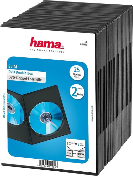 Hama 1x25 DVD-Doppel-Leerhülle Slim 75% Platzsparnis
