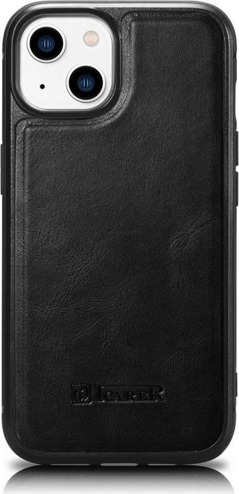 Produktbild iCarer Leather Oil Wax Hülle mit Naturleder bezogen für iPhone 14 Plus schwarz (WMI14220719-BK) (Apple iPhone 14 Plus)