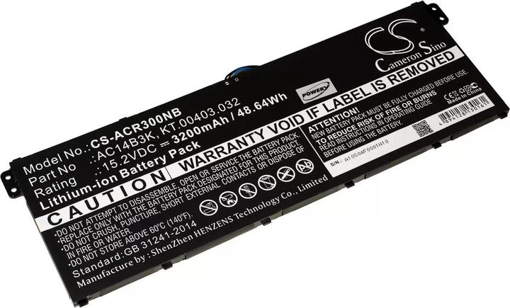 Actual product image AccuCell Battery for Laptop Acer Aspire ES15 / R3 / Type AC14B3K - 15,2V - 3200 mAh (3200 mAh)