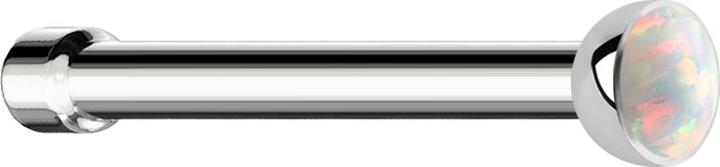 Star Piercing Nasenstecker gerade silber mit Opal weiss (ohne Messing, Chirurgenstahl 316L)