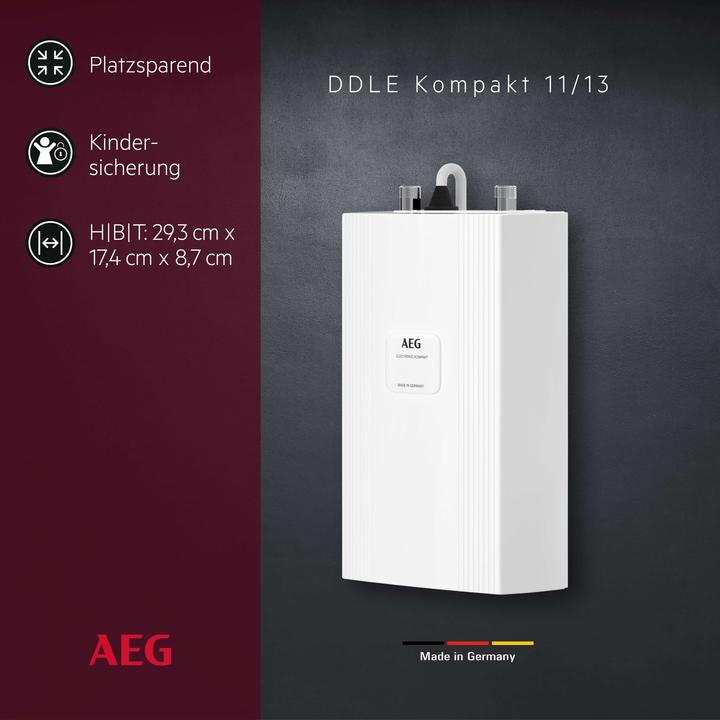 Actual product image AEG Haustechnik DDLE Compact 11/13 kW Compact instantaneous water heater for the kitchen, 400 V, under-sink, VDE