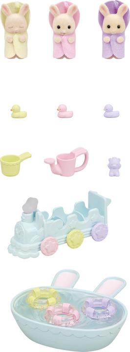 Actual product image Epoch Les triplés Lapin Crème et accessoires de bain