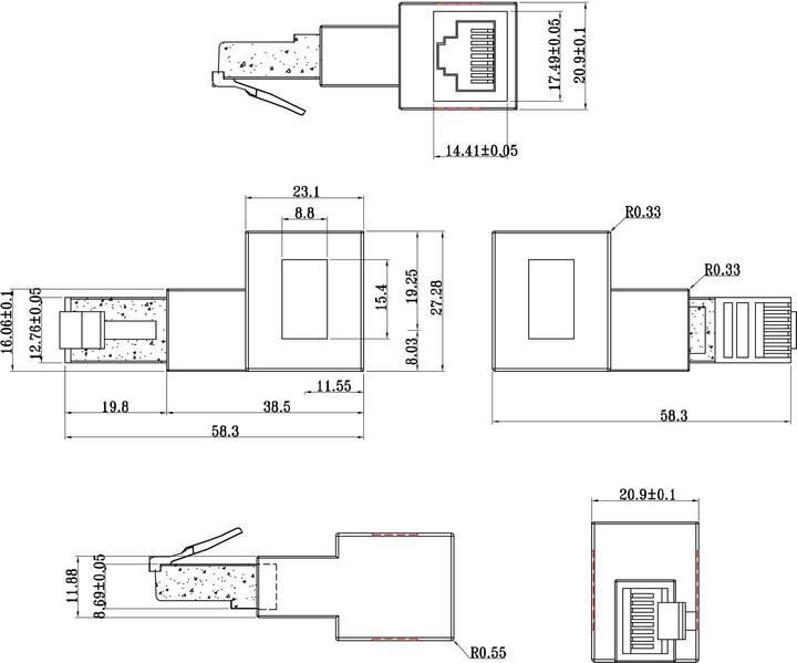 Actual product image InLine RJ45 adapter Cat.6A (Ethernet, RJ45 (1x))