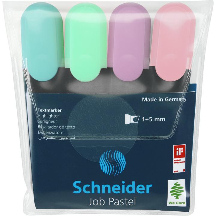 Immagine prodotto Schneider Pennarello pastello Job (Lillà, Verde menta, Turchese, Rosa, 5 mm, 4 x)