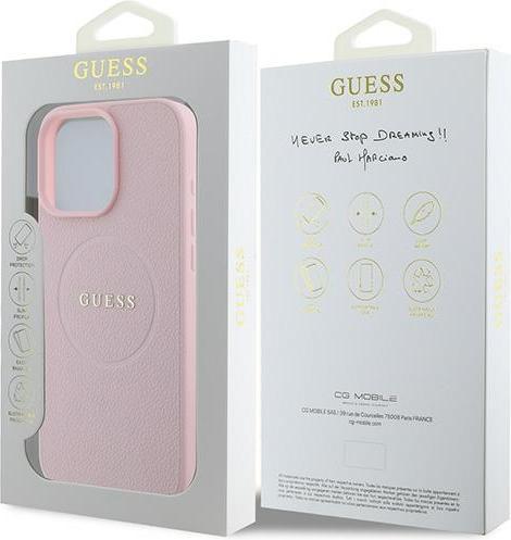 Produktbild Guess GUHMP15XPGHSMMP iPhone 15 Pro Max 6.7" różowy/pink MagSafe PU Grained Gold Ring (Apple iPhone 15 Pro Max)