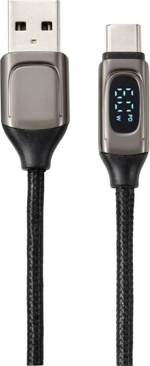 Actual product image Renkforce USB cable USB 2.0 USB-C® plug 0.50 m aluminium (metallic) braided (0.50 m, USB 2.0, 60 W)