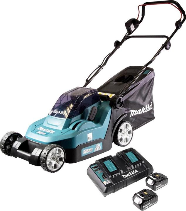 Image du produit Makita DLM432PT2 Tondeuse à gazon sans fil 2X18V, 43cm, 2X5,0Ah Li-Ion DC18RD, 3 (Fonctionnement sur batterie)