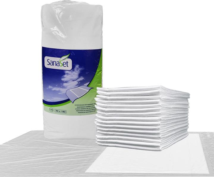 Produktbild SanaSet Premium Einweg Inkontinenzunterlagen mit Flügeln - maximaler Bettschutz, hohe Saugfähigkeit 90x180cm (15 x)