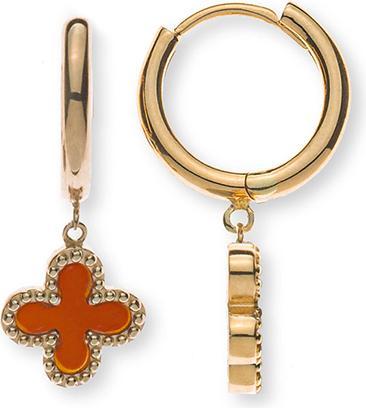 Natsumi Schmuck Creolen Gelbgold 18K/750 mit Karneolkreuzen (750/18 K Gelbgold)