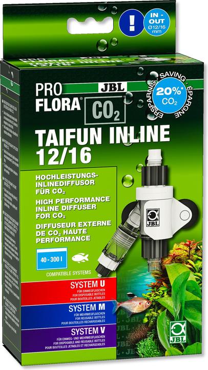JBL Aquaristik und Terraristik ProFlora CO2 Taifun Inline 12/16 Diffuseur direct haute performance