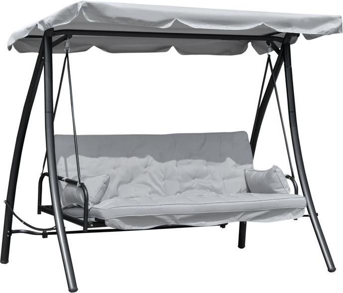 Produktbild Swisshandel24 Hollywoodschaukel Gartenschaukel Schaukel Schaukelbank mit Liege-Funktion, 3 Sitzer, Metall+Polyeste