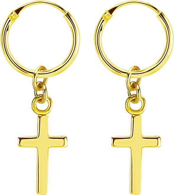 Star Piercing Ohrring rund 18k vergoldet Anhänger mit Kreuz (ohne Messing, 925 Sterlingsilber)