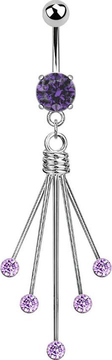 Star Piercing Banane silber mit Anhänger fünf Kristall Nadeln tanzanite (Messing, Chirurgenstahl 316L)