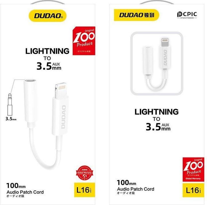 Actual product image Dudao Audio Adapter L16i (Lightning, 3.5mm jack)
