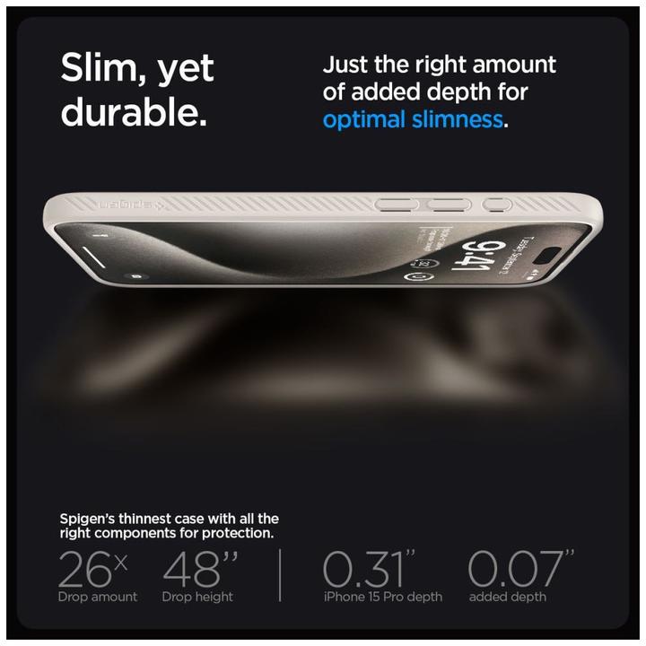 Produktbild Spigen Liquid Air Hülle für iPhone 15 Pro – natürliches Titan (Apple iPhone 15 Pro)