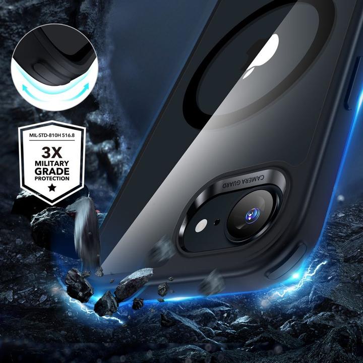 Actual product image ESR Classic Hybrid Halolock MagSafe iPhone 16e Case - Clear-Black (Apple iPhone 16e)