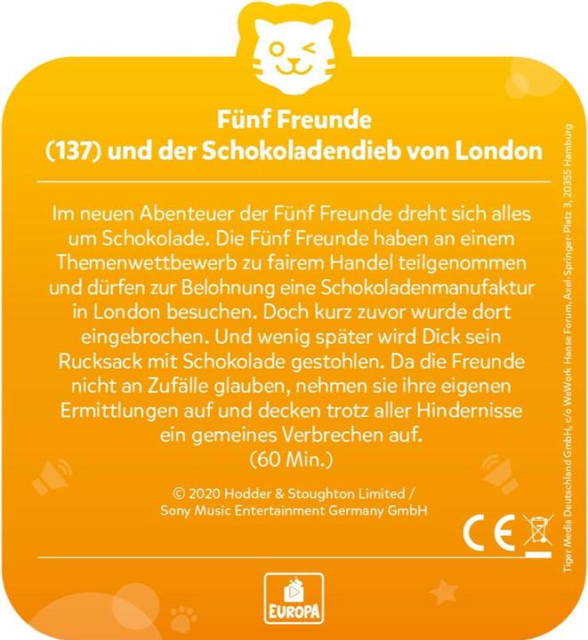 Produktbild Tigermedia tigercard - Fünf Freunde - Folge 137: und der Schokoladendieb von London (Deutsch)