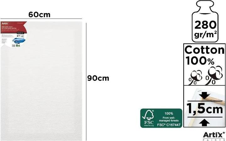 Produktbild Artix Leinwand 60x90x1,5cm 380G/m2 (60 x 90 cm)