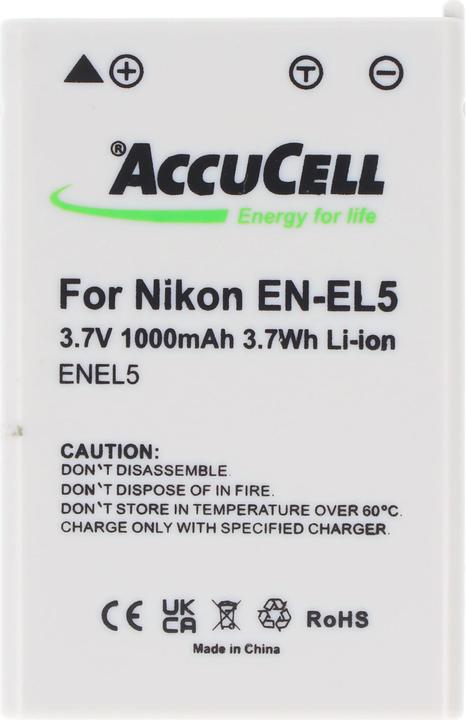 Produktbild AccuCell Akku passend für Nikon EN-EL5, Duracell CP1 (Kamera Akku)