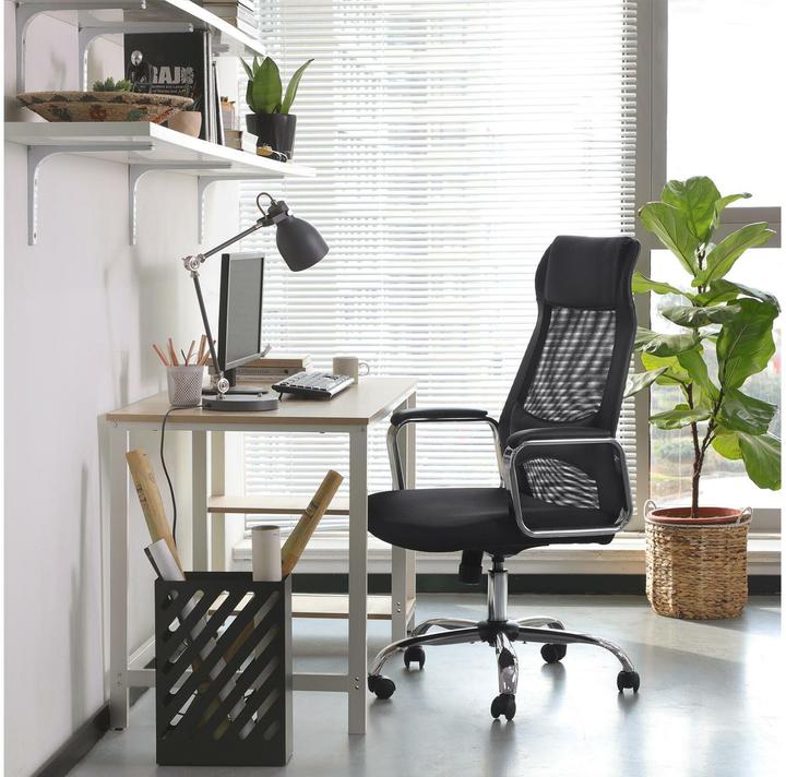 Image du produit Songmics Chaise de bureau, OBN33BK similicuir noir, piétement chromé