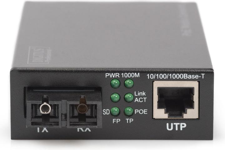 Produktbild Digitus PoE Media Converter Singlemode 10/100/1000Base-T to 1000Base-LX Incl. PSU 30W SC connector Up to... (Media Konverter)