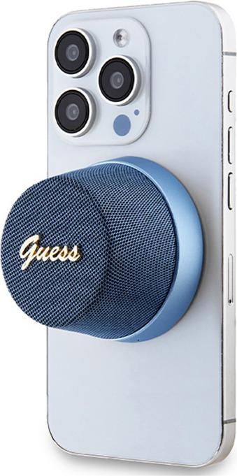 Actual product image Guess głośnik Bluetooth GUWSC3ALSMB Speaker Stand niebieski/blue Magnetic Script Metal (12 h, USB power delivery)
