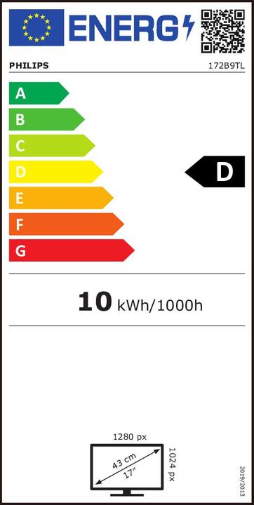 Energy Label Philips 172B9TL/00 (1280 x 1024 pixels, 17")