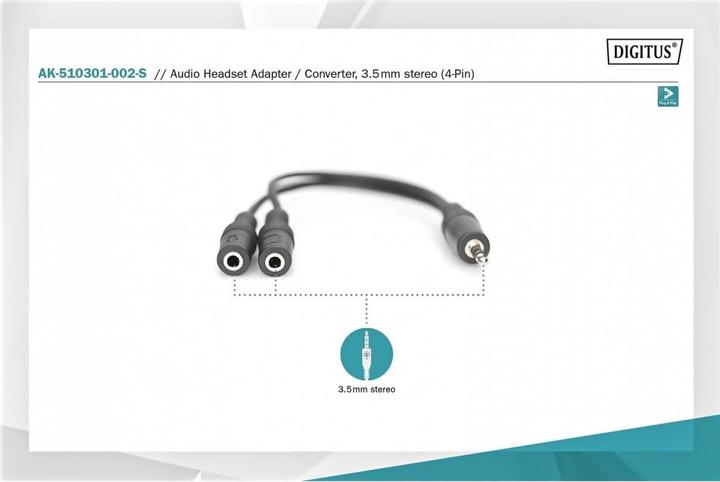 Actual product image Digitus Headset Adapter Cable TRRS (Headset adapter)